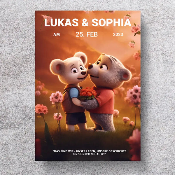 Bären Couple Blumen Poster