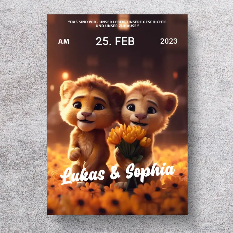 Baby Löwen Couple Poster