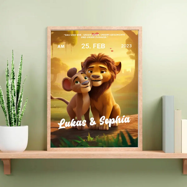 Löwen Cartoon Paar Poster